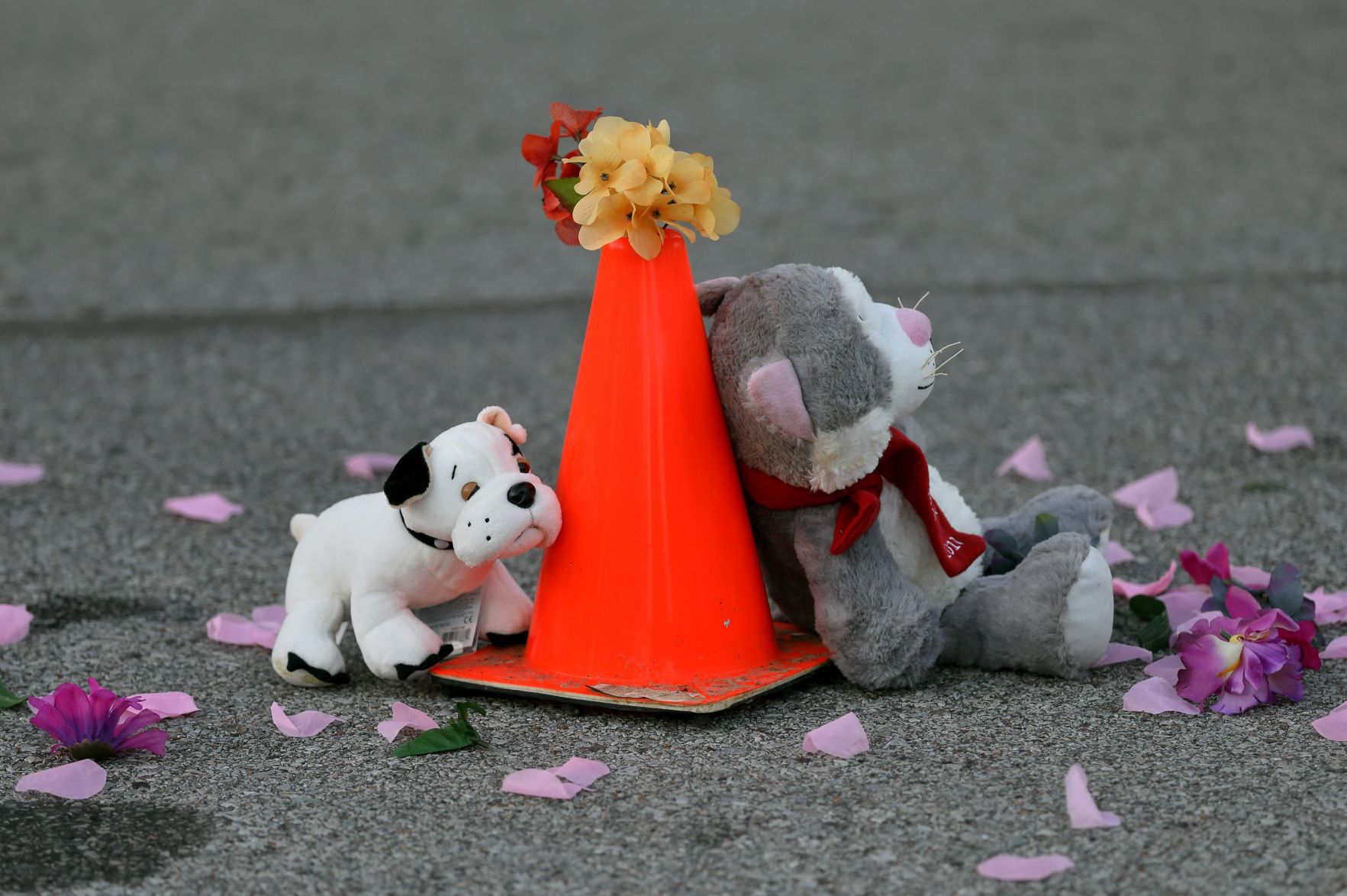 Memorial to Michael Brown rebuilt on Canfield Drive in Ferguson